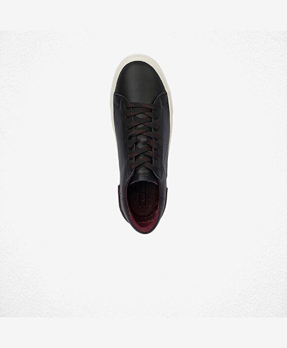 Erkek Siyah Hakiki Deri Sneaker Ayakkabı