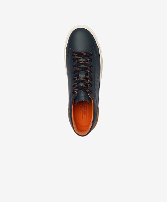 Erkek Lacivert Hakiki Deri Sneaker Ayakkabı