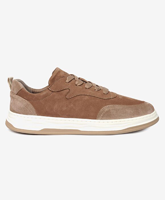 Erkek Koyu Vizon Hakiki Deri Sneaker Ayakkabı