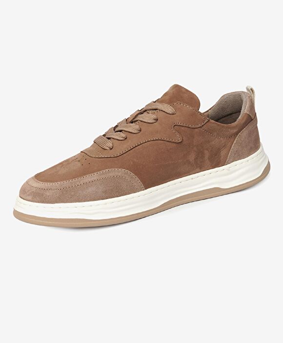 Erkek Koyu Vizon Hakiki Deri Sneaker Ayakkabı