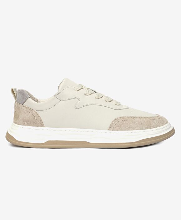 Erkek Açık Vizon Hakiki Deri Sneaker Ayakkabı