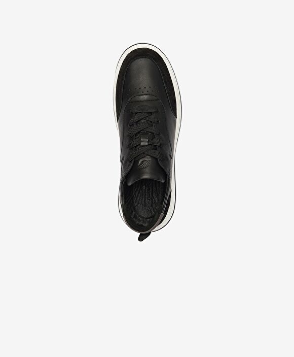 Erkek Siyah Gri Hakiki Deri Sneaker Ayakkabı