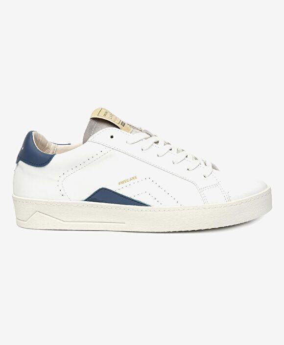 Erkek Beyaz Mavi Hakiki Deri Sneaker Ayakkabı