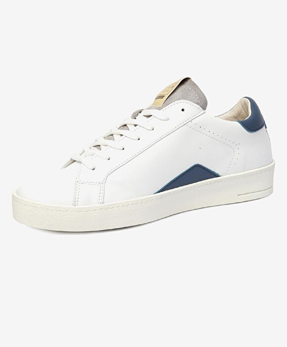 Erkek Beyaz Mavi Hakiki Deri Sneaker Ayakkabı