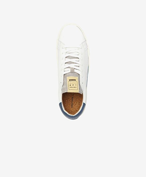 Erkek Beyaz Mavi Hakiki Deri Sneaker Ayakkabı
