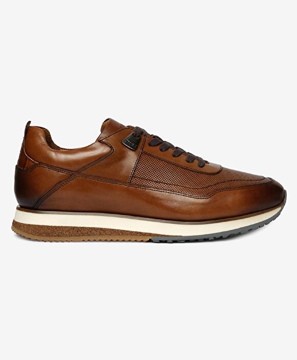 Erkek Taba Hakiki Deri Sneaker Ayakkabı