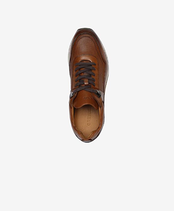 Erkek Taba Hakiki Deri Sneaker Ayakkabı