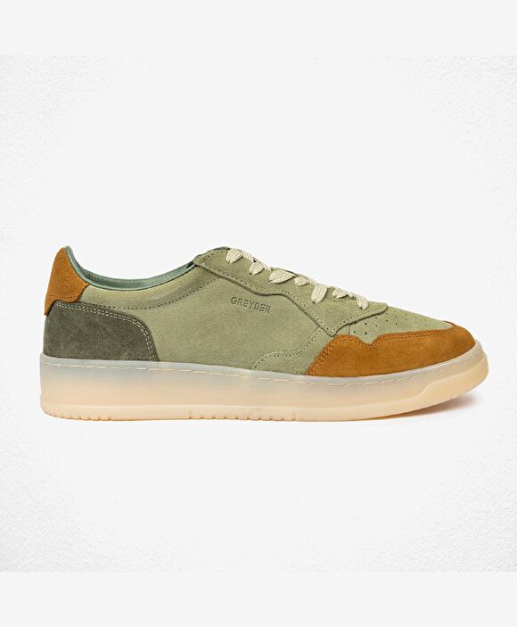 Erkek Taba Yeşil Hakiki Deri Sneaker  Ayakkabı