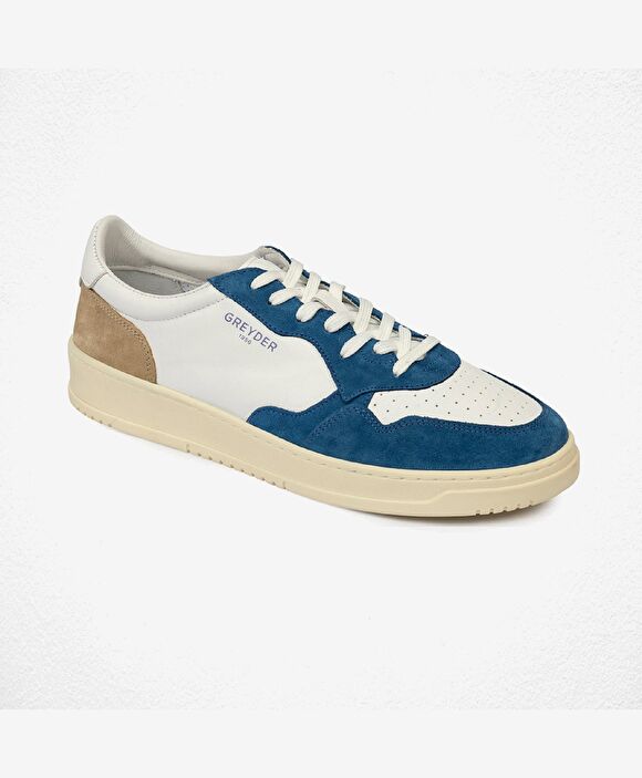 Erkek Saks Beyaz Hakiki Deri Sneaker Ayakkabı