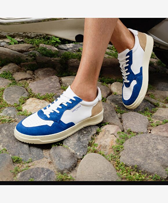 Erkek Saks Beyaz Hakiki Deri Sneaker Ayakkabı