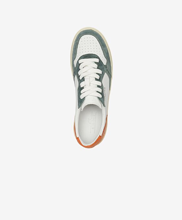 Erkek Turkuaz Beyaz Hakiki Deri Sneaker Ayakkabı