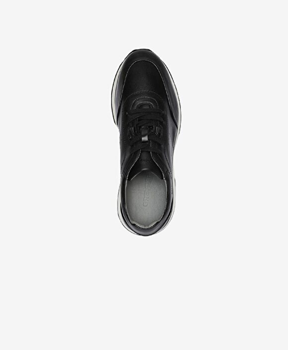 Erkek Siyah Hakiki Deri Sneaker Ayakkabı
