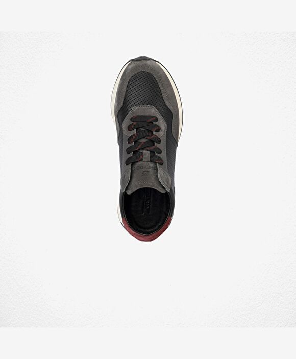 Erkek Koyu Gri Hakiki Deri Sneaker Ayakkabı