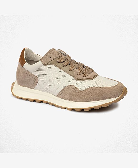 Erkek Koyu Vizon Hakiki Deri Sneaker Ayakkabı
