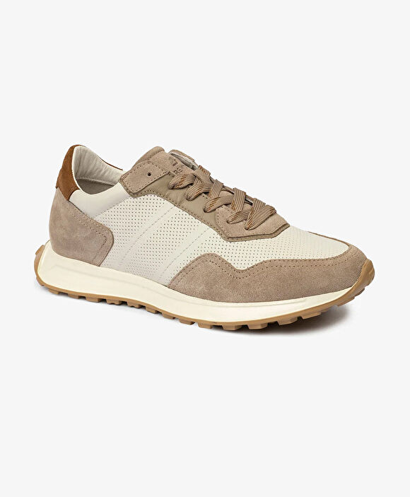 Erkek Koyu Vizon Hakiki Deri Sneaker Ayakkabı