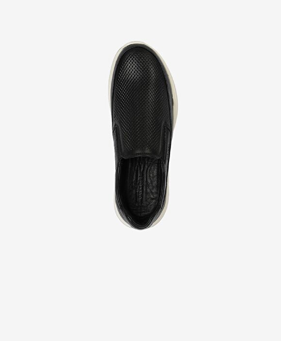 Erkek Siyah Hakiki Deri Sneaker Ayakkabı