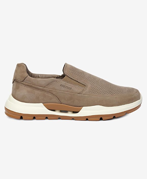 Erkek Vizon Hakiki Deri Sneaker Ayakkabı