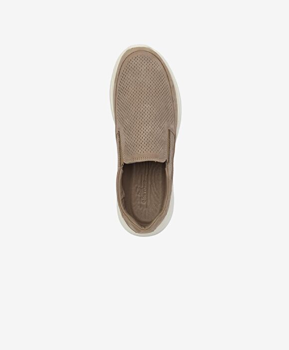 Erkek Vizon Hakiki Deri Sneaker Ayakkabı