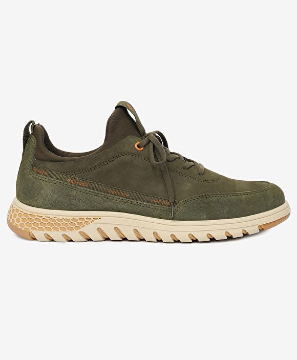Erkek Haki Hakiki Deri Sneaker Ayakkabı
