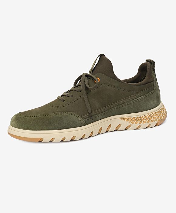 Erkek Haki Hakiki Deri Sneaker Ayakkabı