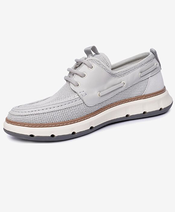 Erkek Gri Hakiki Deri Casual Ayakkabı