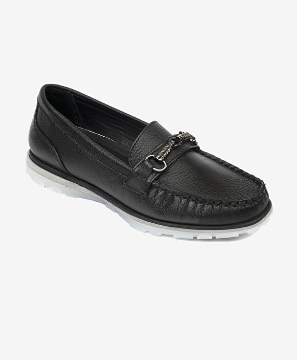 Kadın Siyah Hakiki Deri Loafer Ayakkabı