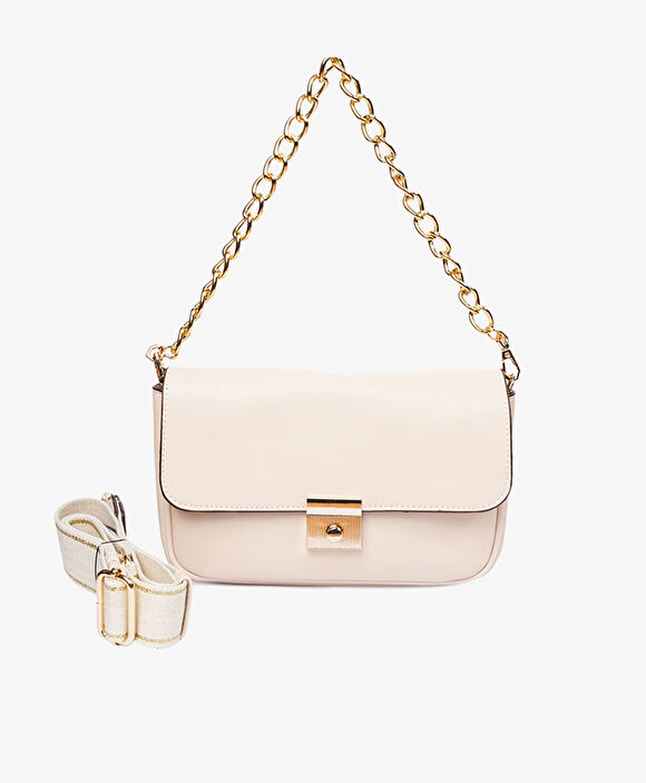 Kadın Ekru Tokalı Omuz Çantası