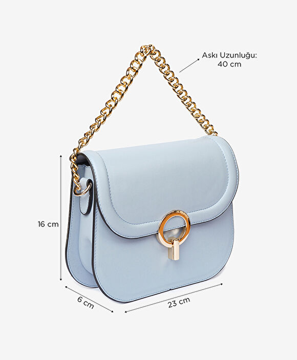 Kadın Mavi Tokalı Kol Çantası