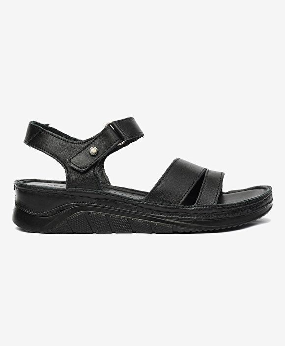 Kadın Siyah Hakiki Deri Sandalet