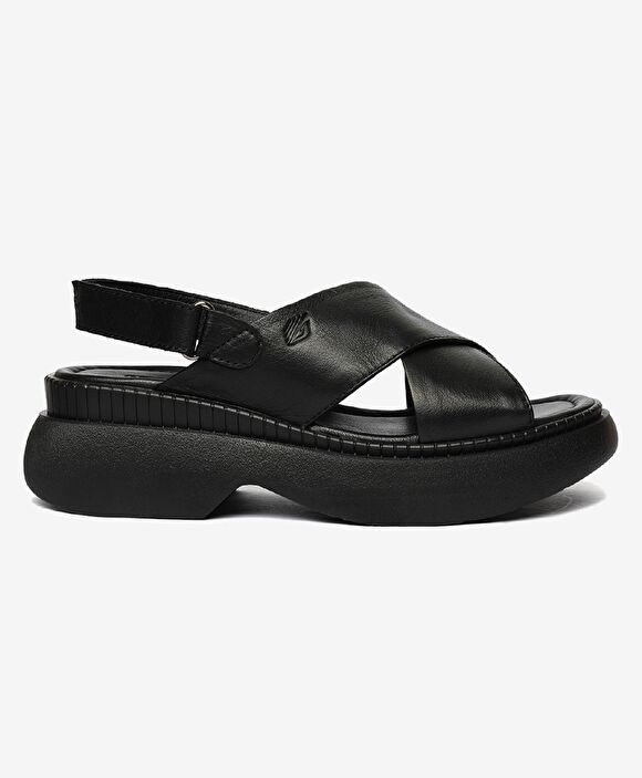 Kadın Siyah Hakiki Deri Sandalet