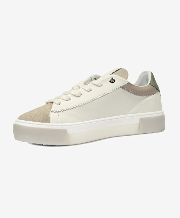 Kadın Beyaz Yeşil Hakiki Deri Sneaker Ayakkabı