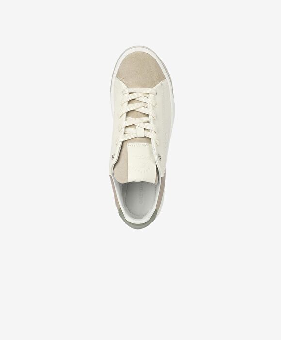 Kadın Beyaz Yeşil Hakiki Deri Sneaker Ayakkabı