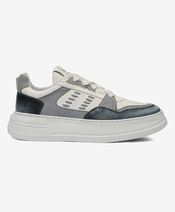 Kadın Mavi Beyaz Hakiki Deri Sneaker Ayakkabı