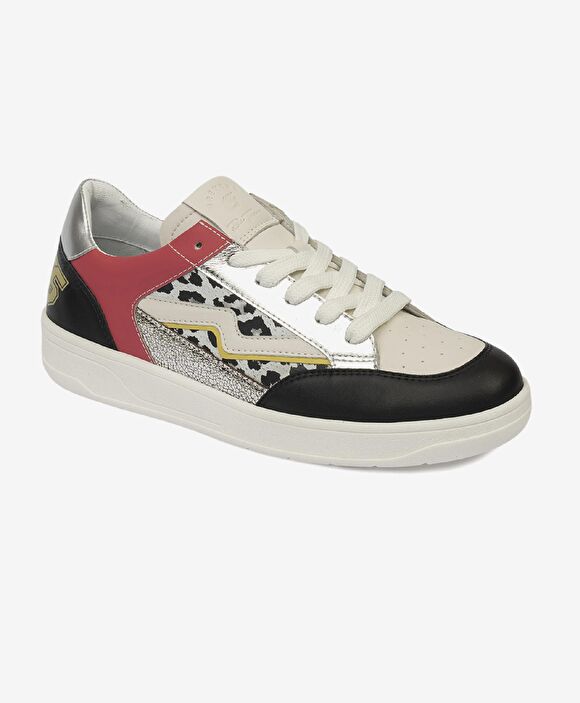 Kadın Siyah Gümüş Hakiki Deri Sneaker Ayakkabı