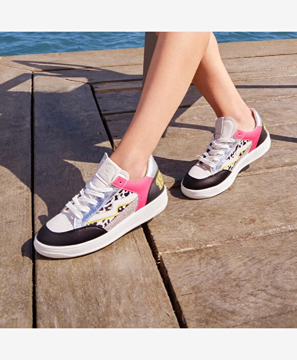 Kadın Siyah Gümüş Hakiki Deri Sneaker Ayakkabı