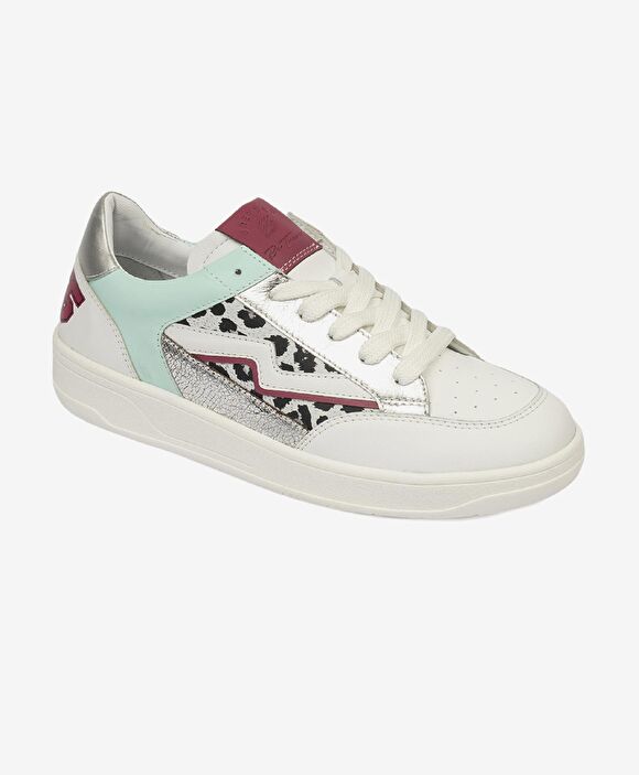 Kadın Beyaz Fuşya Hakiki Deri Sneaker Ayakkabı