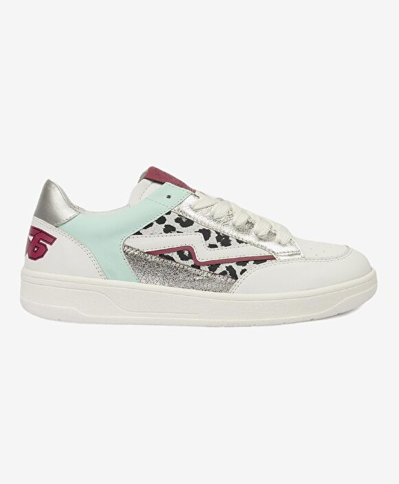 Kadın Beyaz Fuşya Hakiki Deri Sneaker Ayakkabı