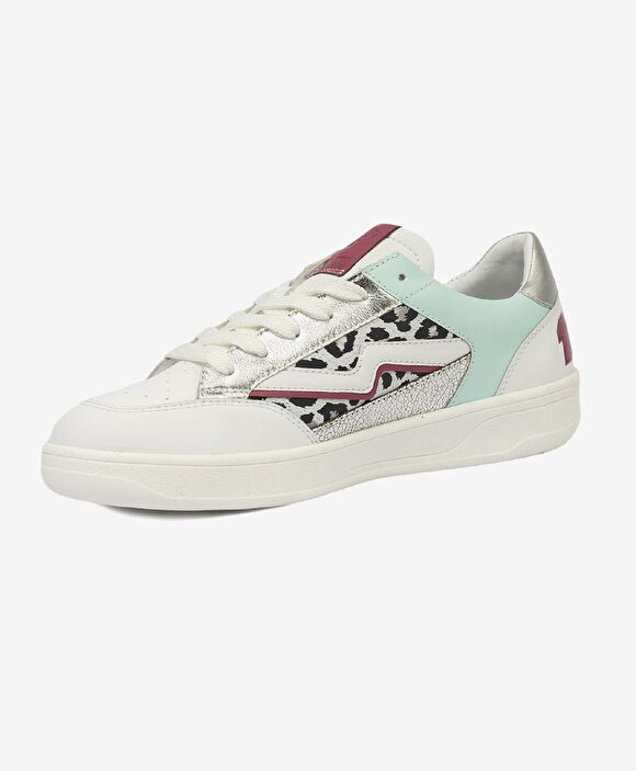 Kadın Beyaz Fuşya Hakiki Deri Sneaker Ayakkabı