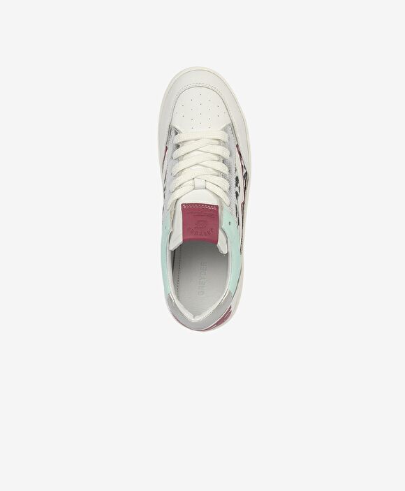 Kadın Beyaz Fuşya Hakiki Deri Sneaker Ayakkabı