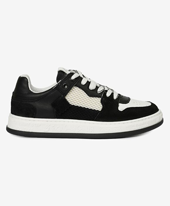 Kadın Siyah Beyaz Hakiki Deri Sneaker Ayakkabı