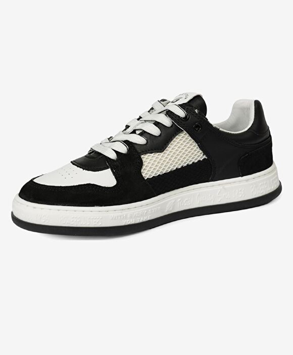 Kadın Siyah Beyaz Hakiki Deri Sneaker Ayakkabı