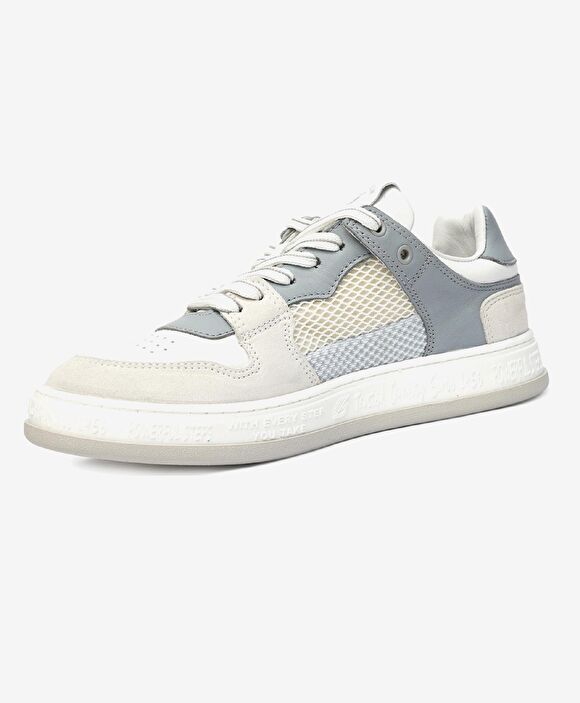 Kadın Beyaz Mavi Hakiki Deri Sneaker Ayakkabı
