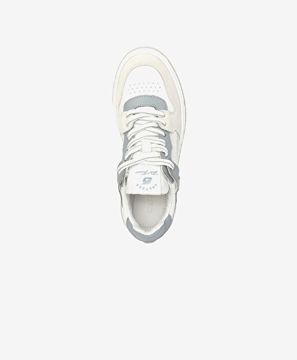 Kadın Beyaz Mavi Hakiki Deri Sneaker Ayakkabı