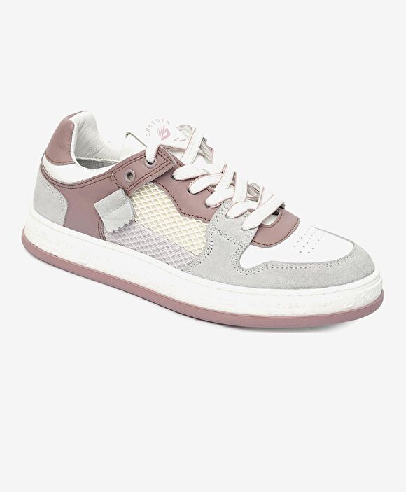 Kadın Beyaz Lila Hakiki Deri Sneaker Ayakkabı