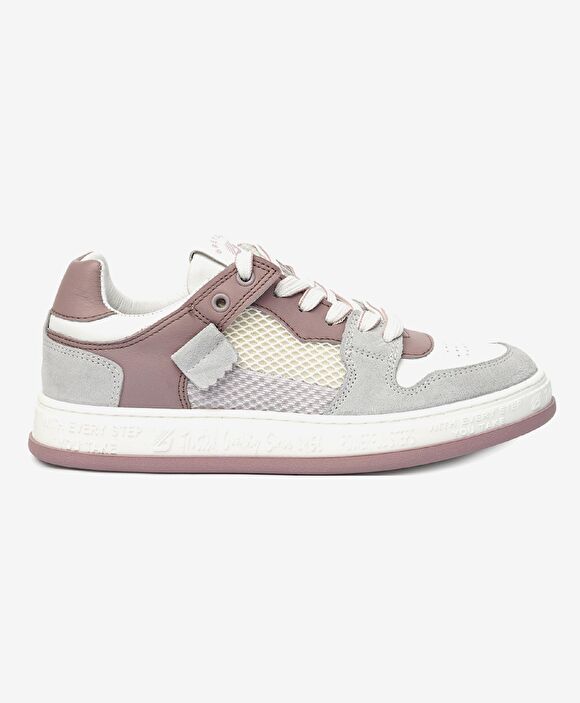 Kadın Beyaz Lila Hakiki Deri Sneaker Ayakkabı