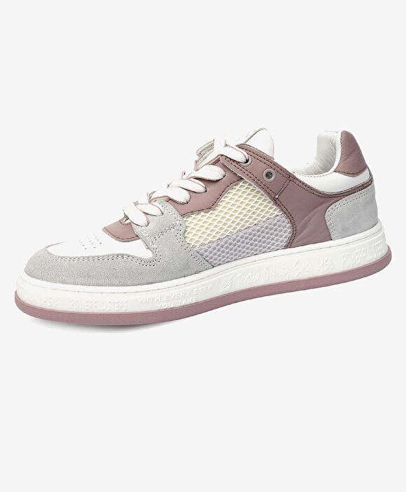Kadın Beyaz Lila Hakiki Deri Sneaker Ayakkabı