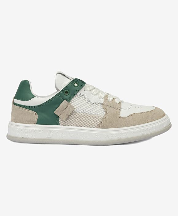 Kadın Ekru Yeşil Hakiki Deri Sneaker Ayakkabı