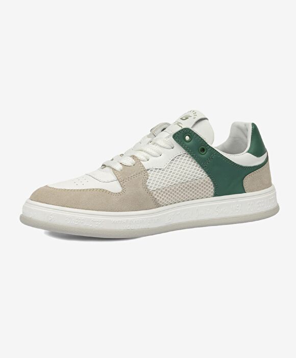 Kadın Ekru Yeşil Hakiki Deri Sneaker Ayakkabı