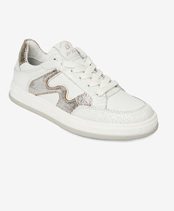 Kadın Beyaz Gümüş Hakiki Deri Sneaker Ayakkabı