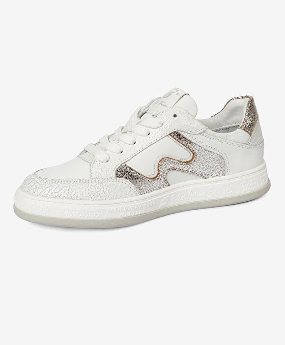Kadın Beyaz Gümüş Hakiki Deri Sneaker Ayakkabı